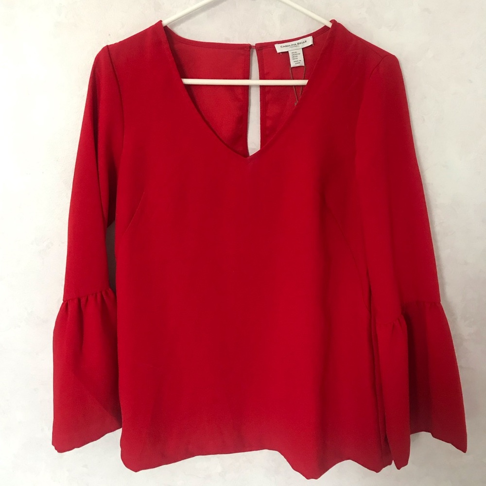 Red bell sleeve top
